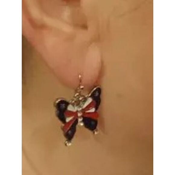 New - Patriotic American Butterfly Earrings - Picture 4 of 6
